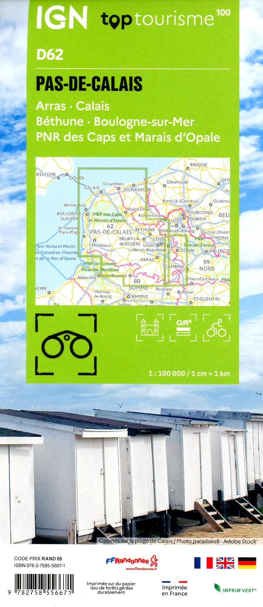 Bild: 9782758556671 | D62 Pas-de-Calais Arras | (Land-)Karte | IGN Top 100 départemental