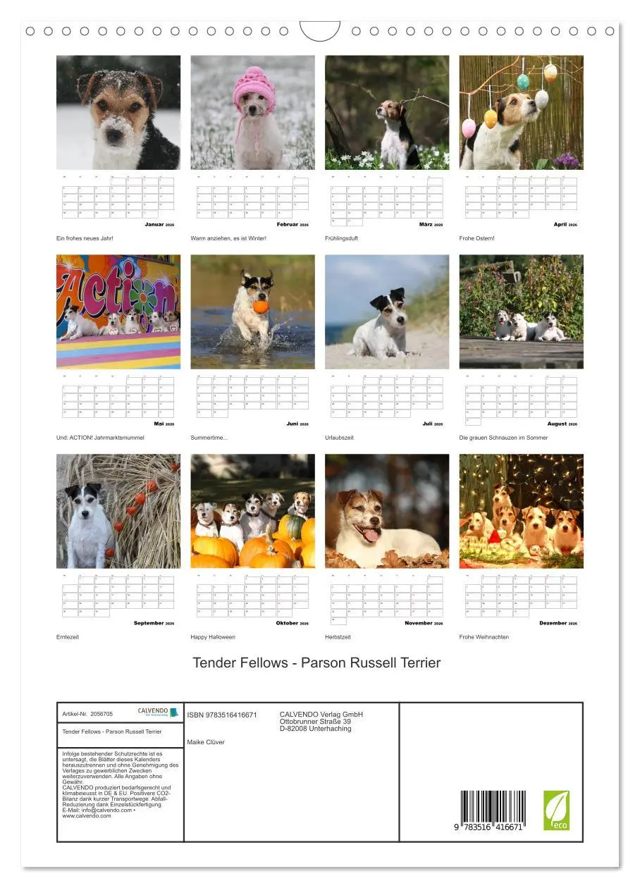 Bild: 9783516416671 | Tender Fellows - Parson Russell Terrier (Wandkalender 2026 DIN A3...
