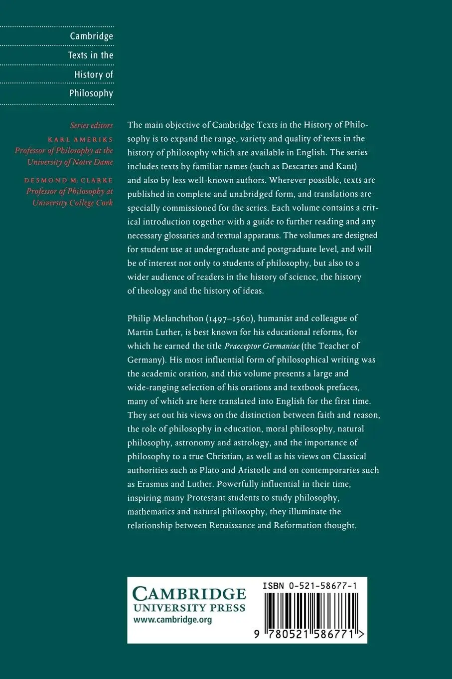 Rückseite: 9780521586771 | Melanchthon | Orations on Philosophy and Education | Taschenbuch