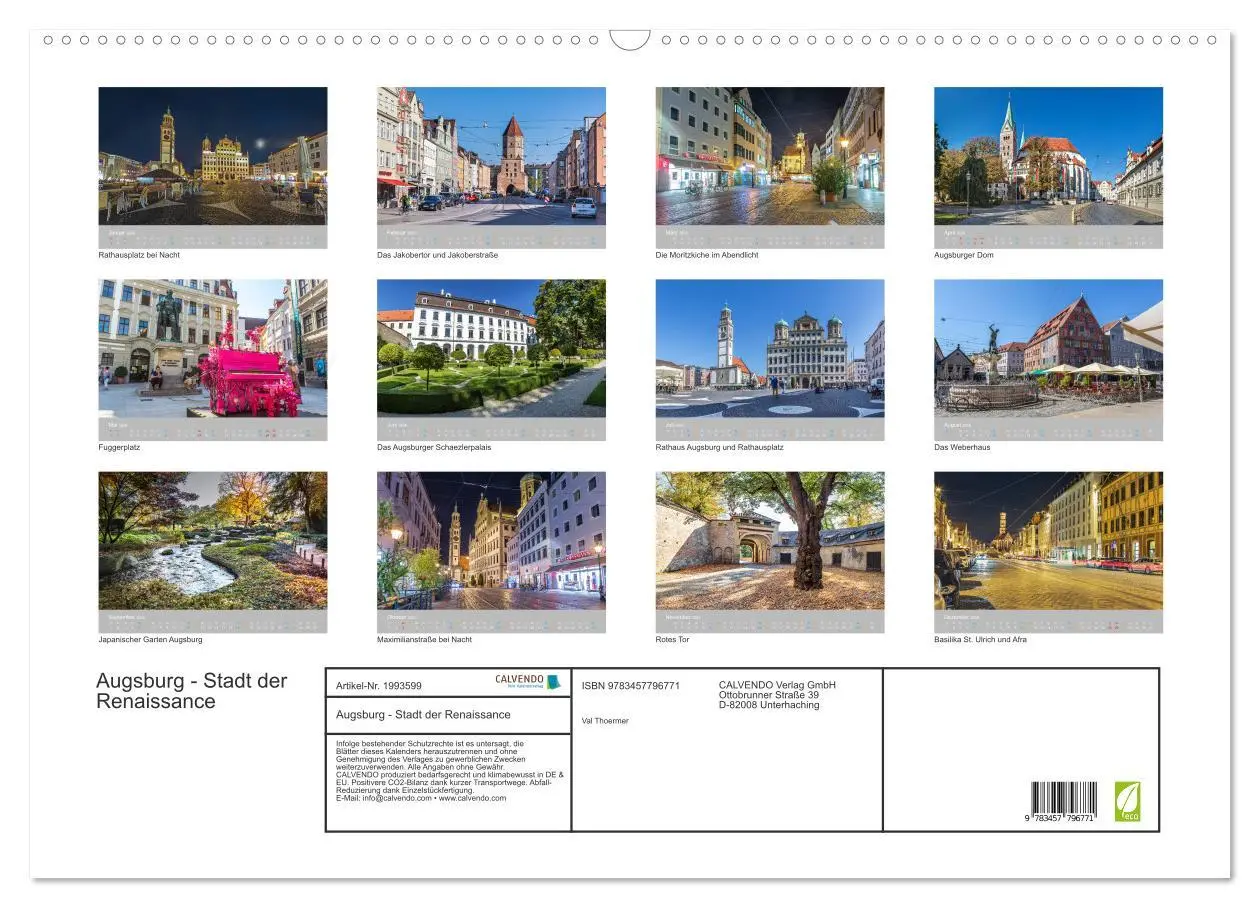 Bild: 9783457796771 | Augsburg - Stadt der Renaissance (Wandkalender 2026 DIN A2 quer),...