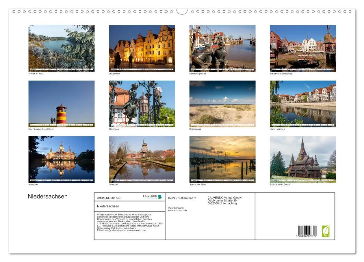 Bild: 9783516026771 | Niedersachsen (Wandkalender 2026 DIN A2 quer), CALVENDO Monatskalender