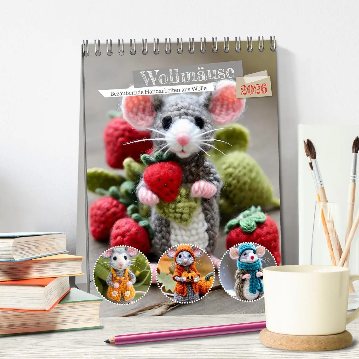 Bild: 9783516266771 | Wollmäuse (Tischkalender 2026 DIN A5 hoch), CALVENDO Monatskalender