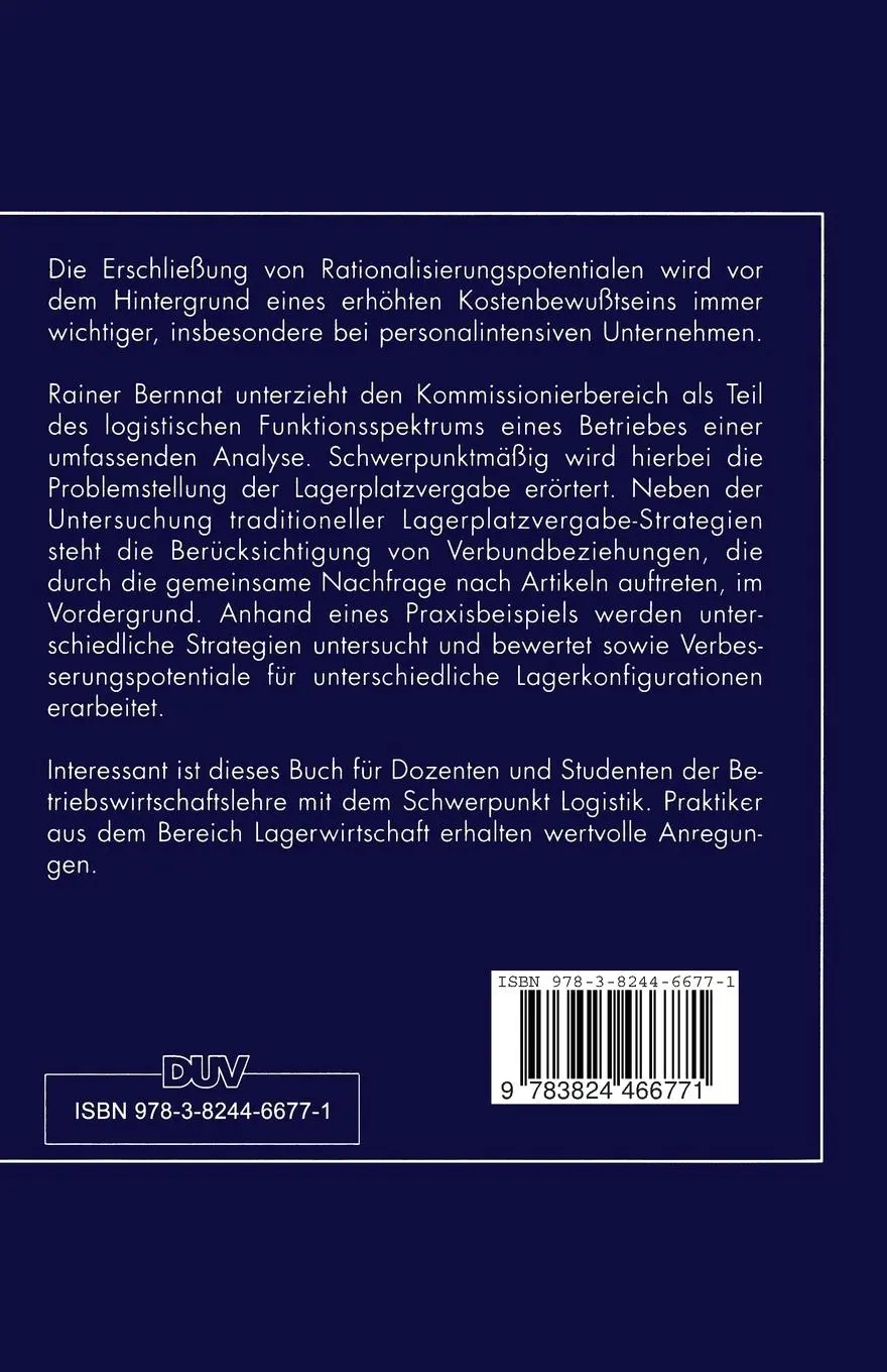 Rückseite: 9783824466771 | Strategien der Lagerplatzvergabe | Rainer Bernnat | Taschenbuch | xxi