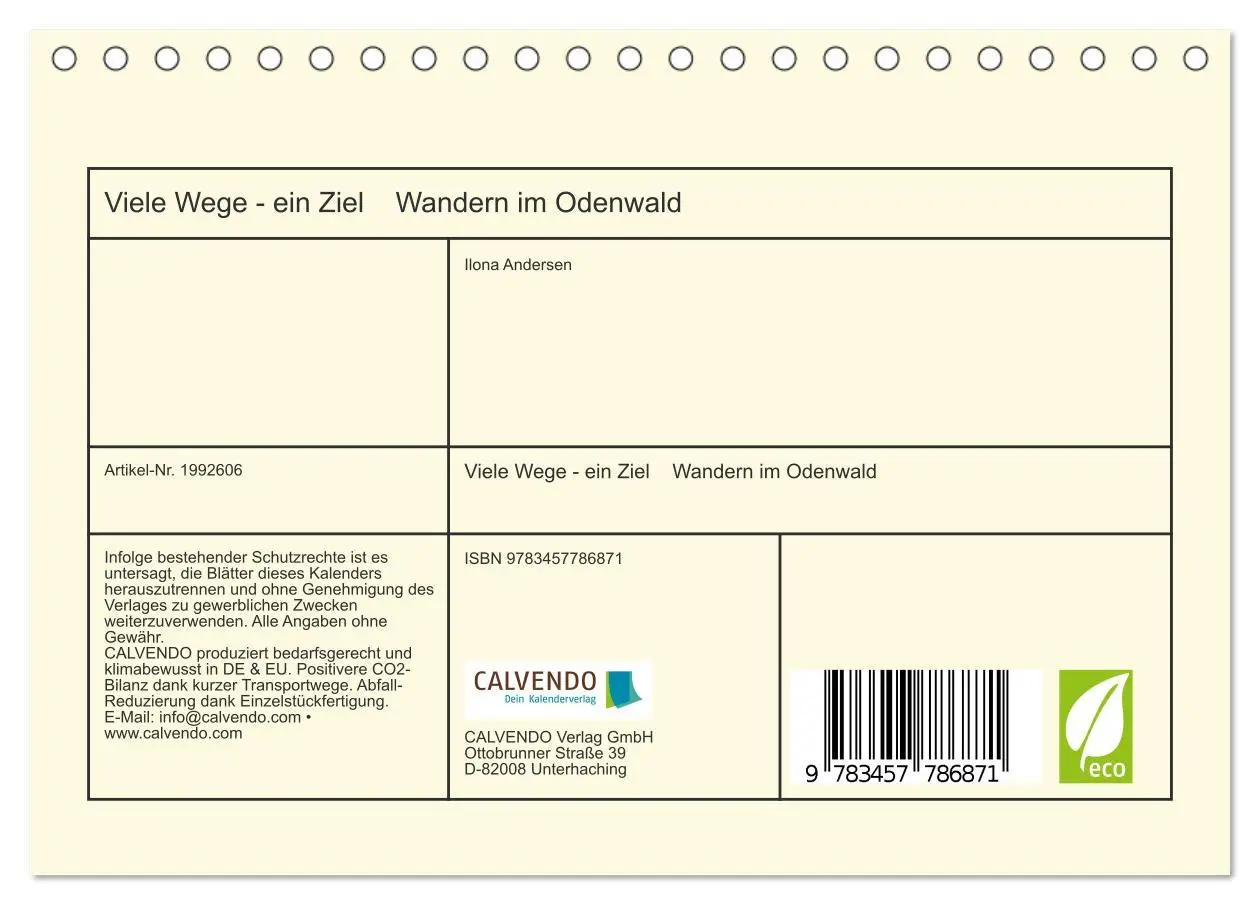 Bild: 9783457786871 | Viele Wege - ein Ziel Wandern im Odenwald (Tischkalender 2026 DIN...