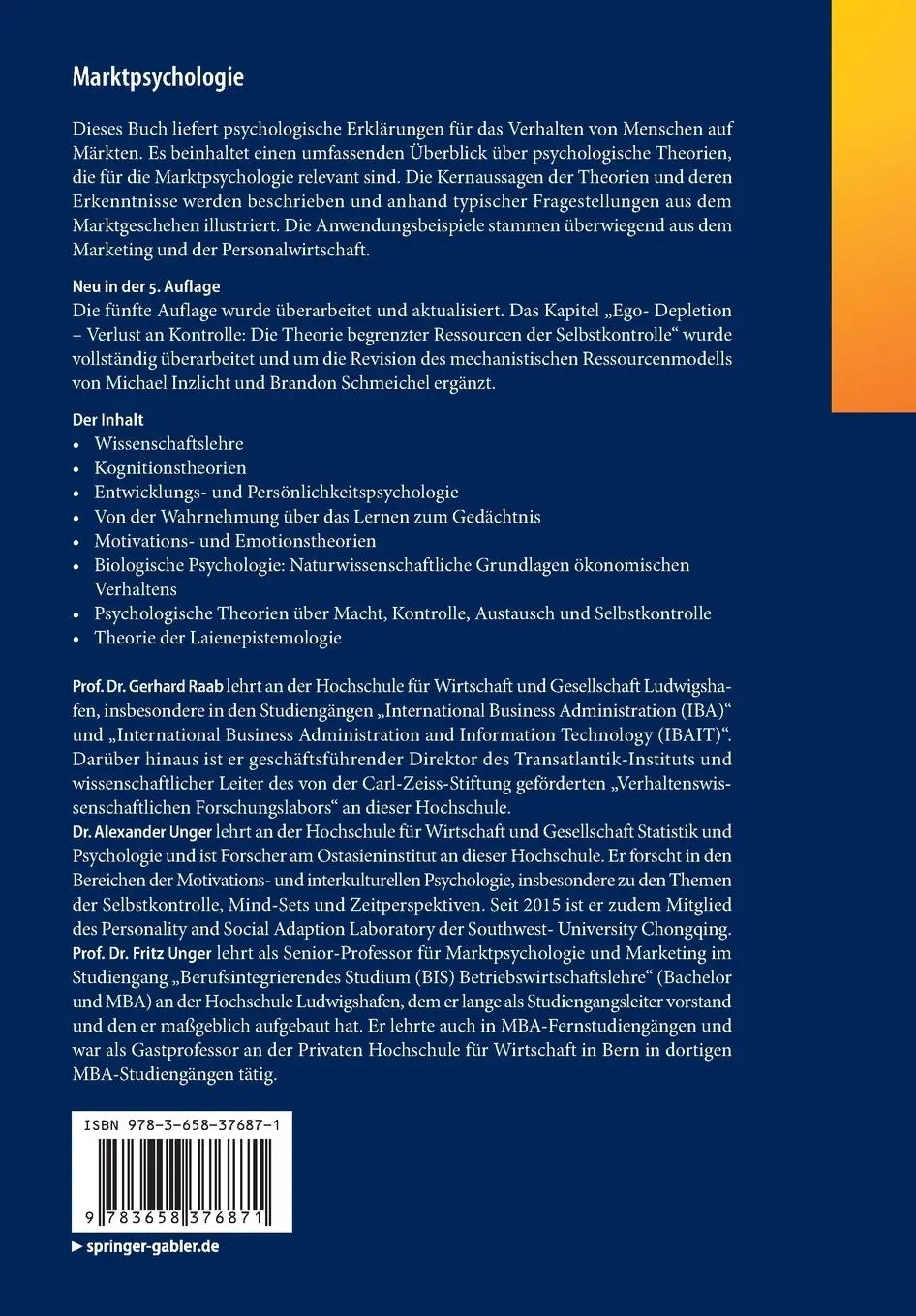 Rückseite: 9783658376871 | Marktpsychologie | Grundlagen und Anwendung | Gerhard Raab (u. a.)