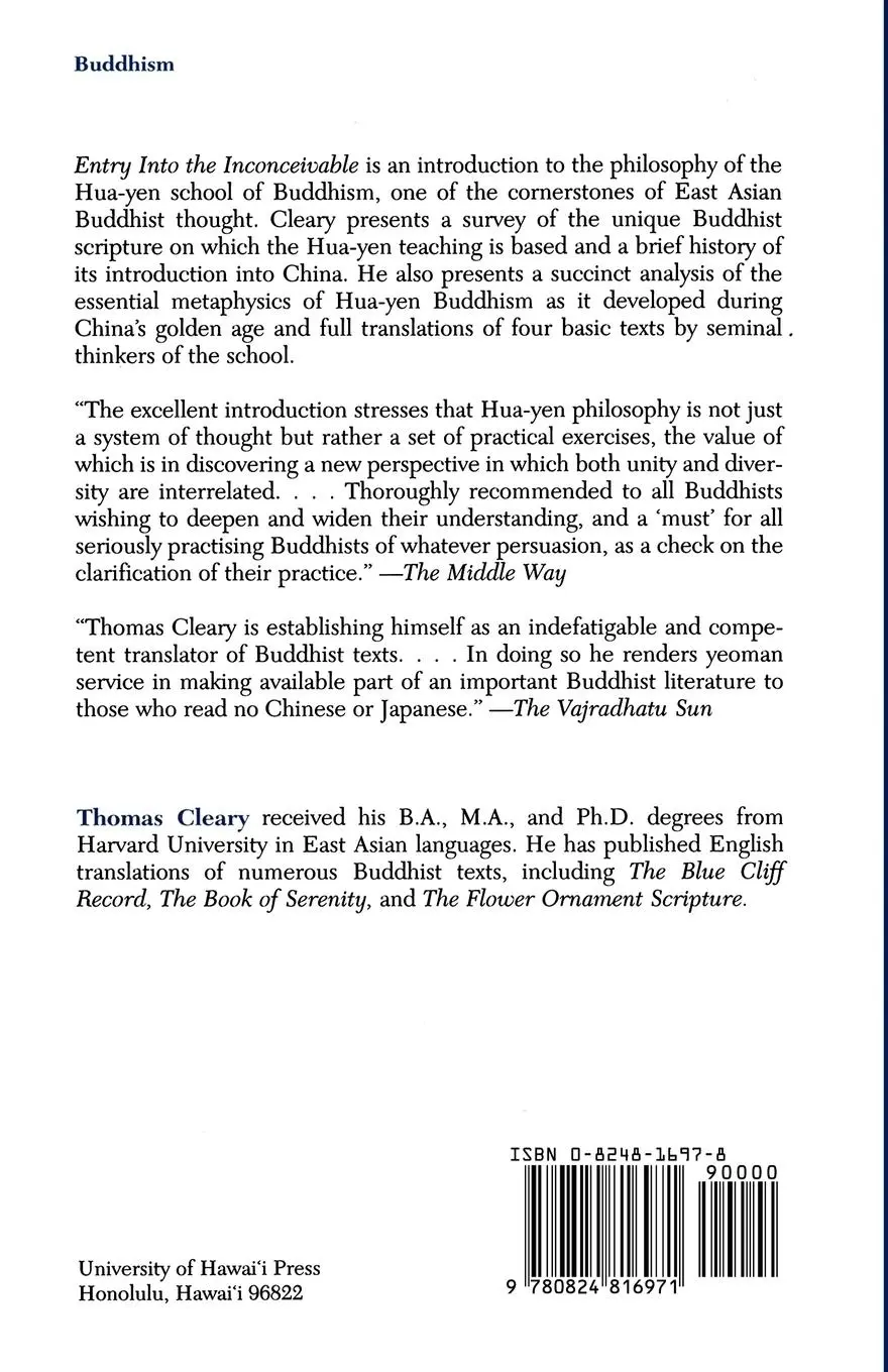 Rückseite: 9780824816971 | Entry Into the Inconceivable | An Introduction to Hua-Yen Buddhism