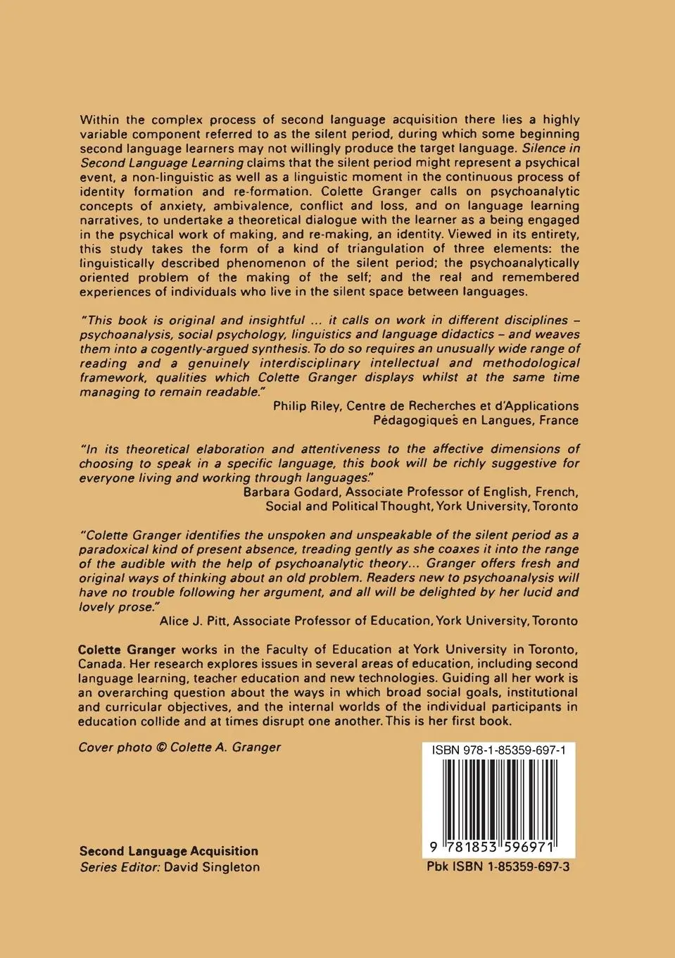 Rückseite: 9781853596971 | Silence in Second Language Learning | A Psychoanalytic Reading | Buch