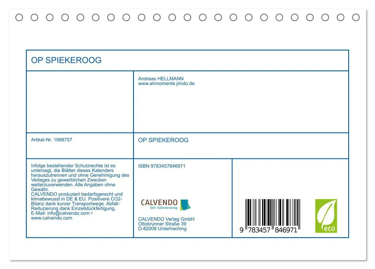 Bild: 9783457846971 | OP SPIEKEROOG (Tischkalender 2026 DIN A5 quer), CALVENDO...