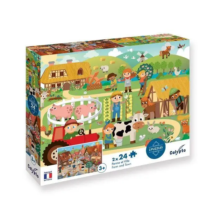 Cover: 3373910077071 | Bauernhof &amp; Stadt 2x24 Teile Puzzle | Herausgegeben von CALYPTO | 2025