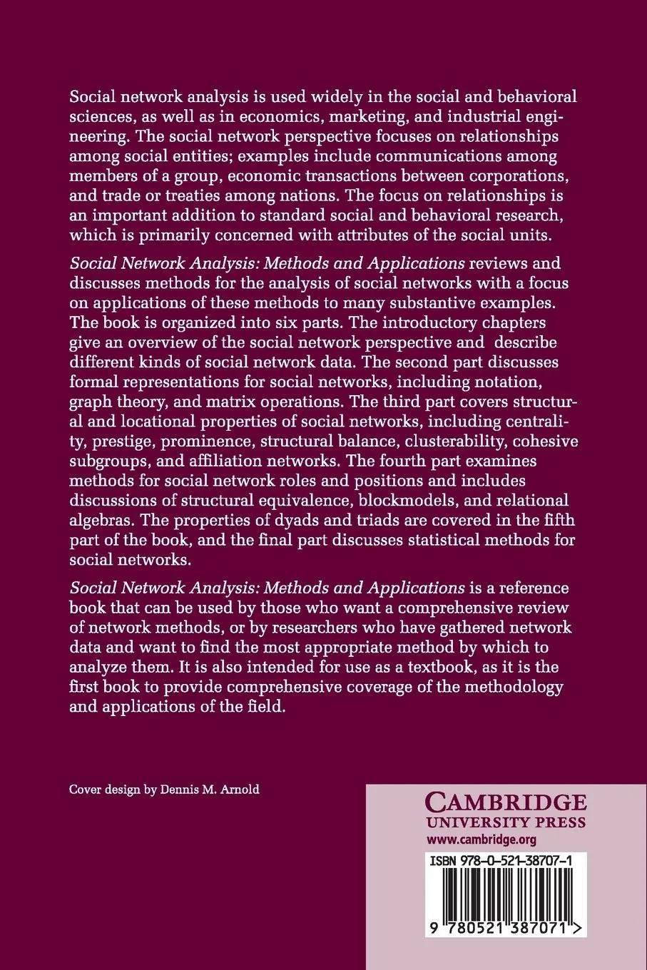 Rückseite: 9780521387071 | Social Network Analysis 1ed | Stanley Wasserman (u. a.) | Taschenbuch