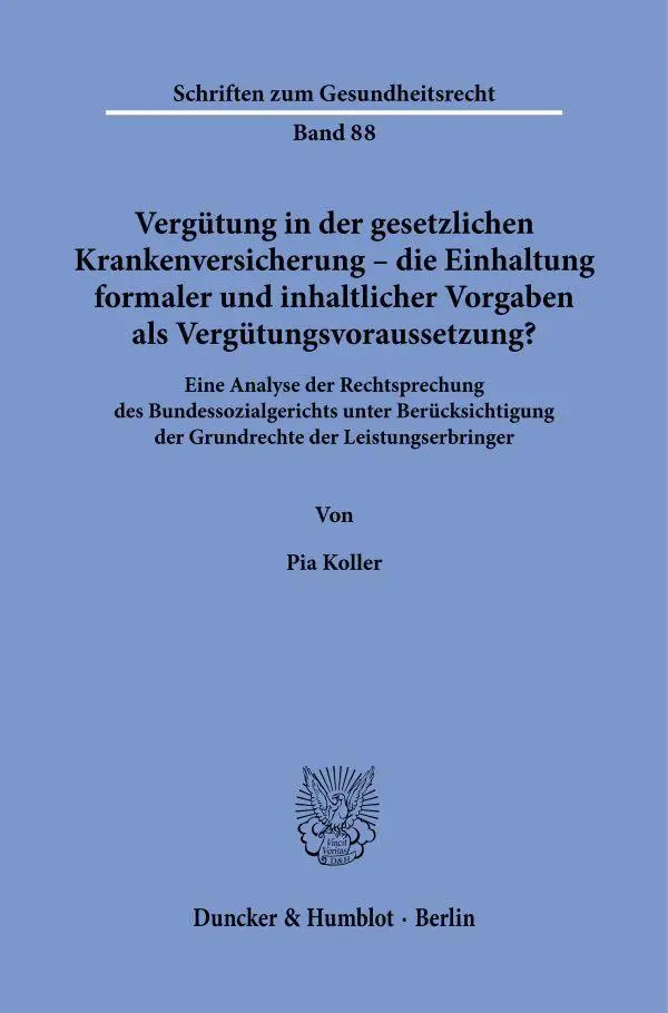 Cover: 9783428197071 | Vergütung in der gesetzlichen Krankenversicherung - die Einhaltung...