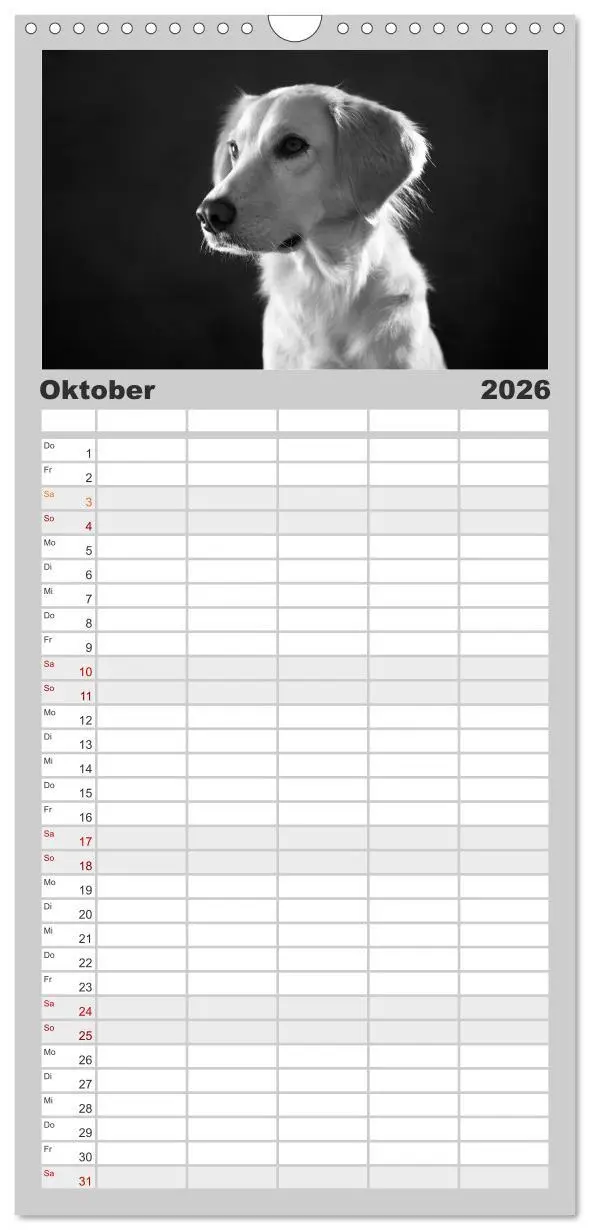 Bild: 9783516517071 | Familienplaner 2026 - Hundeportraits Fine Art mit 5 Spalten...