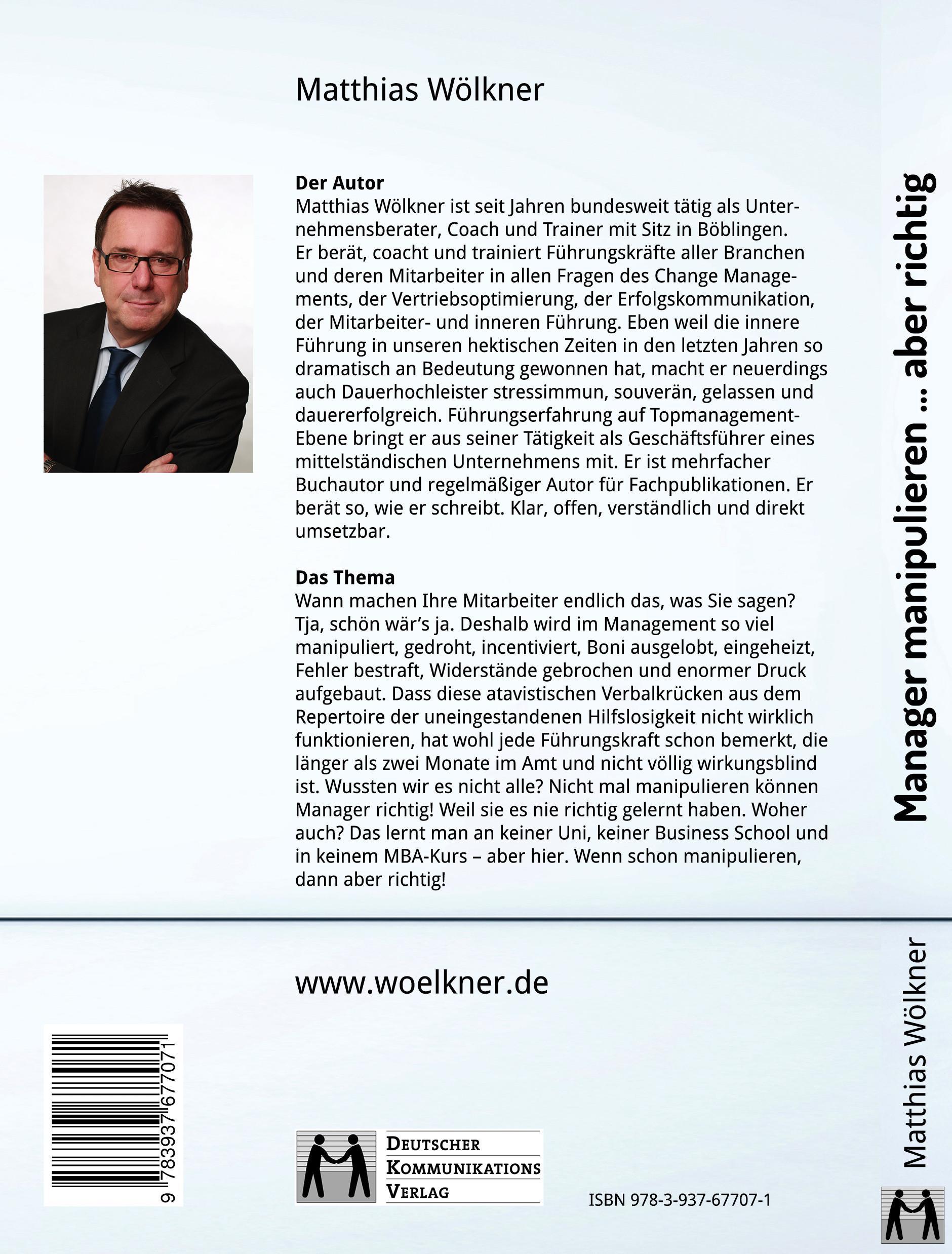 Rückseite: 9783937677071 | Manager manipulieren | Matthias Wölkner | Taschenbuch | 176 S. | 2015