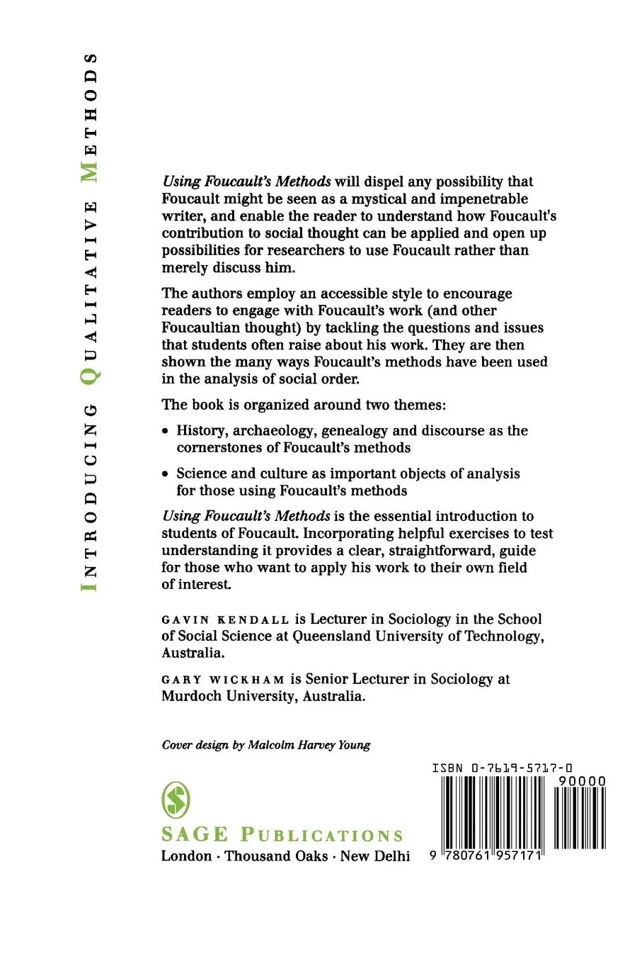 Rückseite: 9780761957171 | Using Foucault's Methods | Gavin Kendall (u. a.) | Taschenbuch | 1999