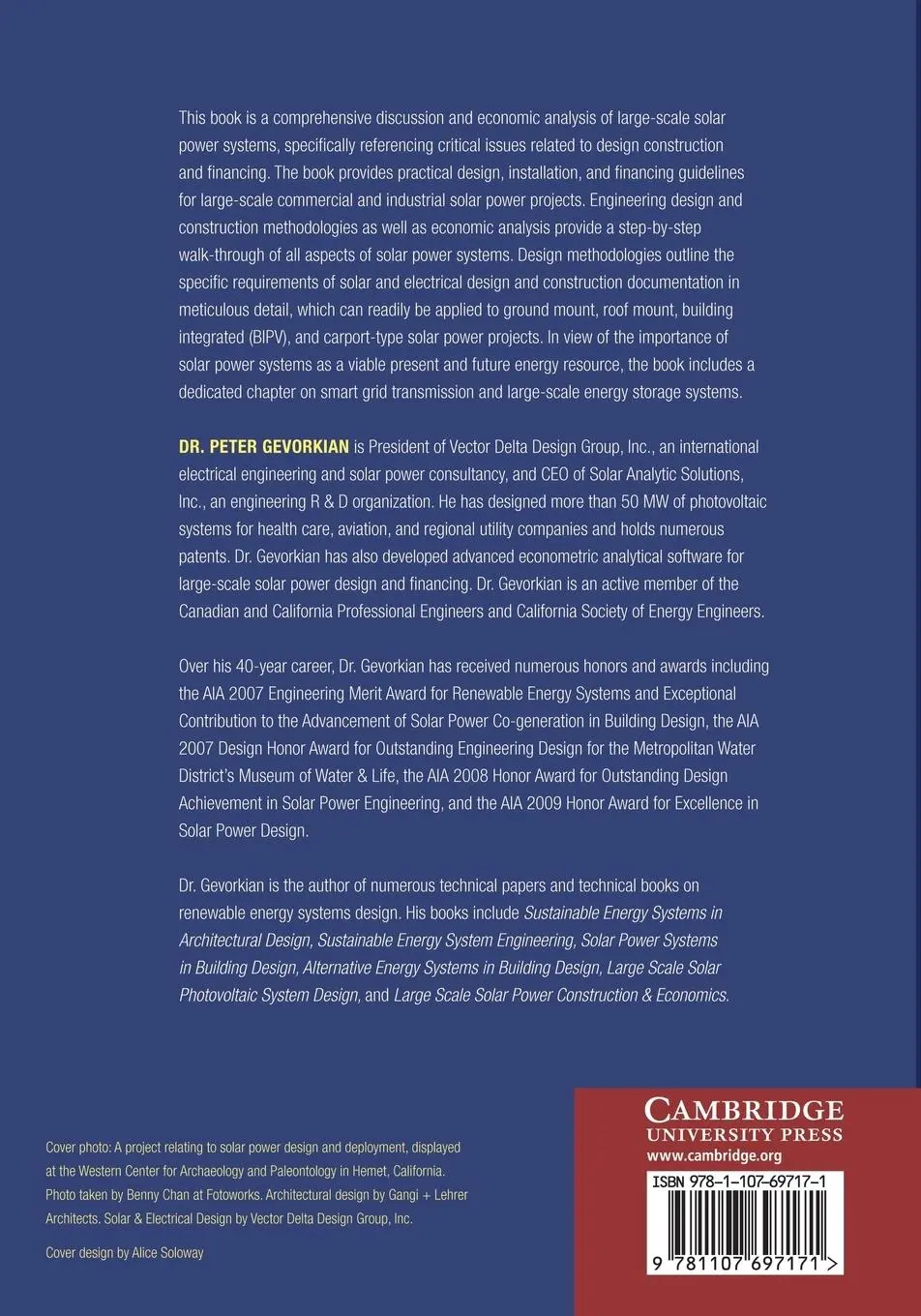Rückseite: 9781107697171 | Large-Scale Solar Power Systems | Construction and Economics | Buch
