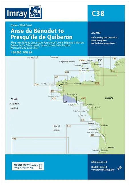 Cover: 9781846237171 | Imray Chart C38 | Anse de Benodet to Presqu'ile de Quiberon | Imray