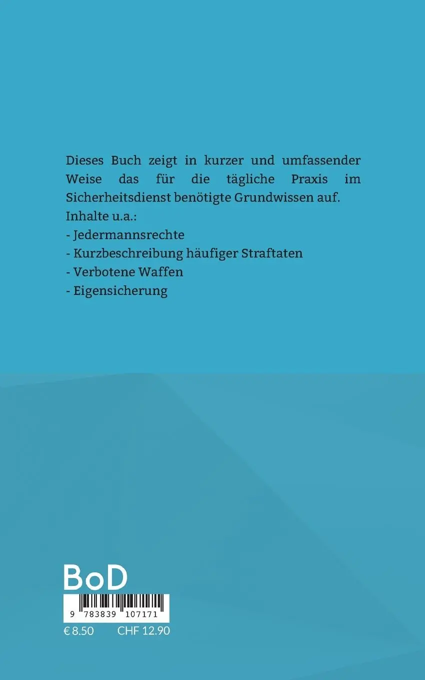 Rückseite: 9783839107171 | Taschenfibel für den Sicherheitsdienst | Volker Römstedt | Taschenbuch