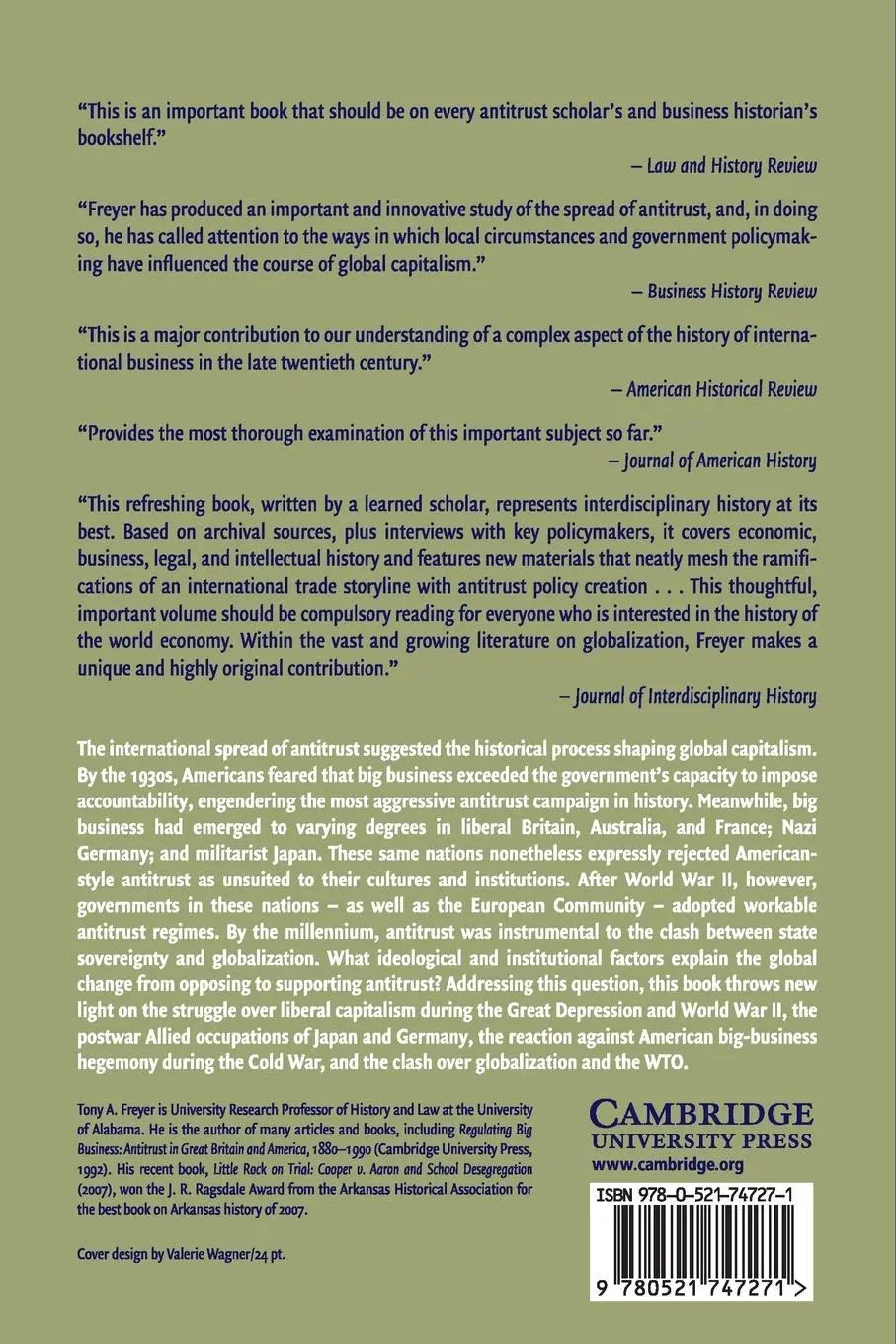 Rückseite: 9780521747271 | Antitrust and Global Capitalism, 1930-2004 | Tony A. Freyer | Buch