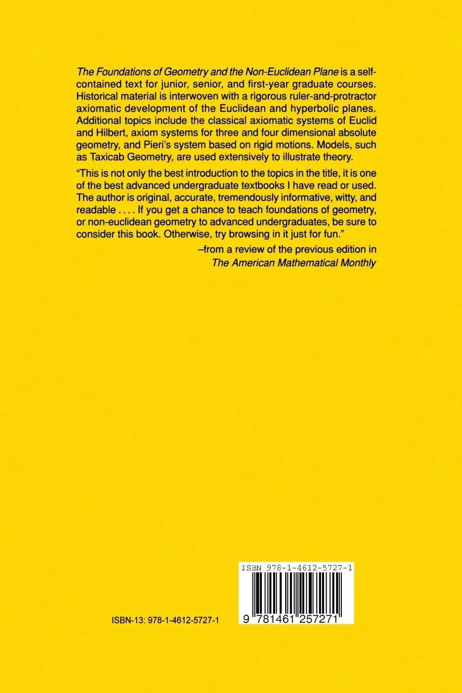Rückseite: 9781461257271 | The Foundations of Geometry and the Non-Euclidean Plane | G. E. Martin