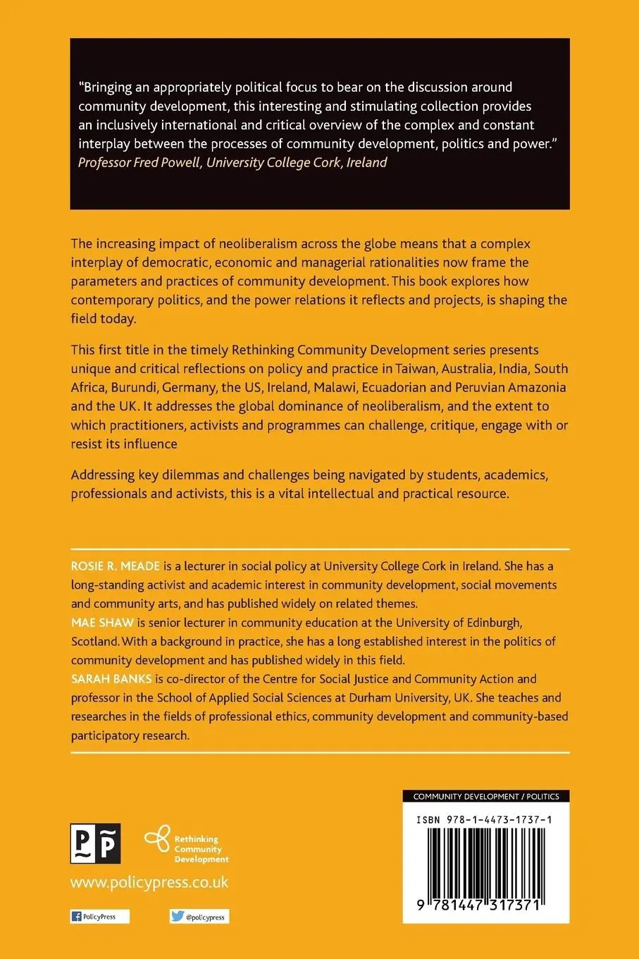 Rückseite: 9781447317371 | Politics, power and community development | Rosie Meade (u. a.) | Buch