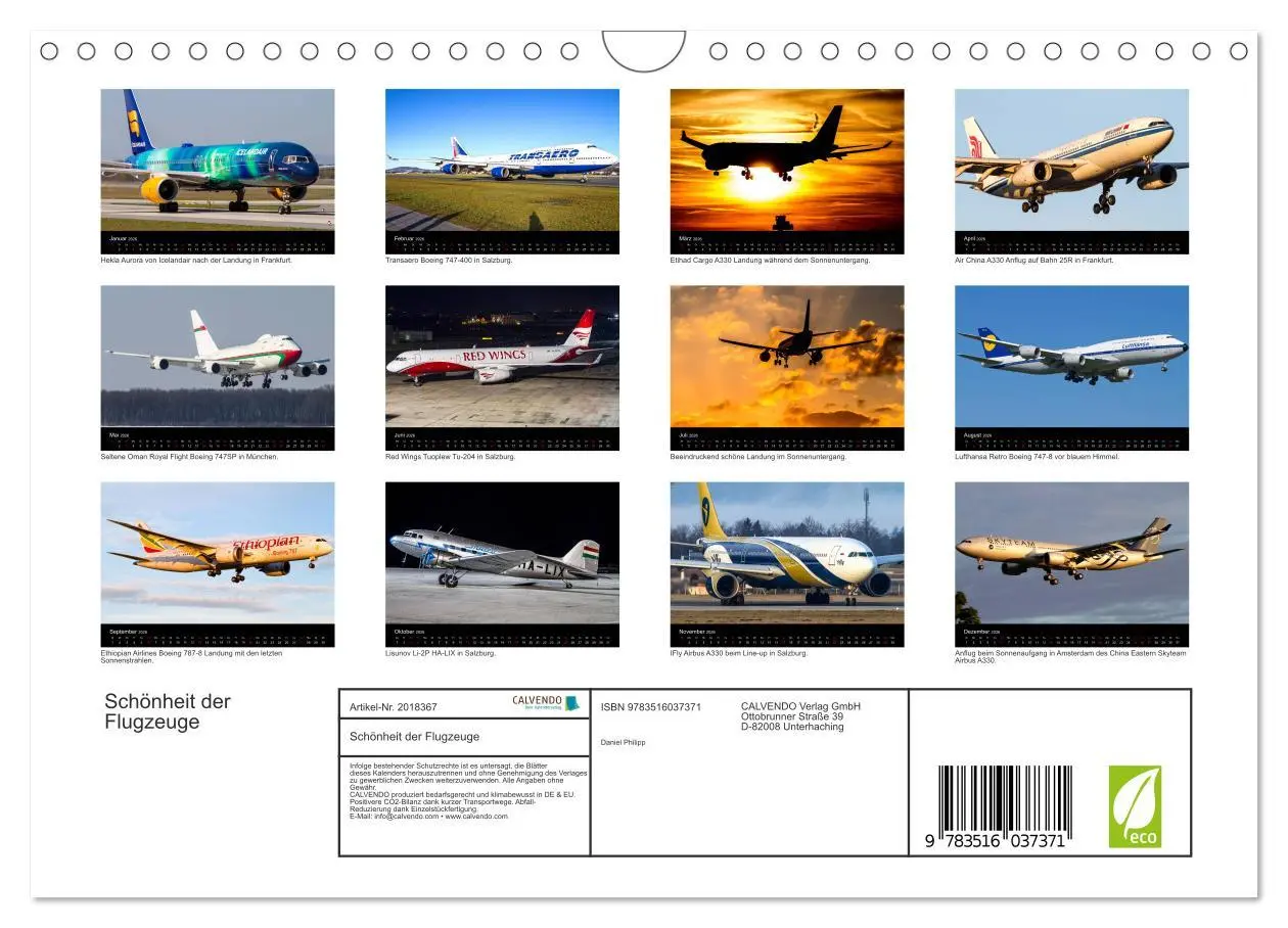 Bild: 9783516037371 | Schönheit der Flugzeuge (Wandkalender 2026 DIN A4 quer), CALVENDO...