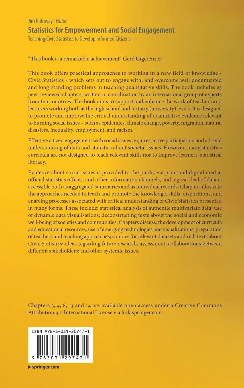 Rückseite: 9783031207471 | Statistics for Empowerment and Social Engagement | Jim Ridgway | Buch