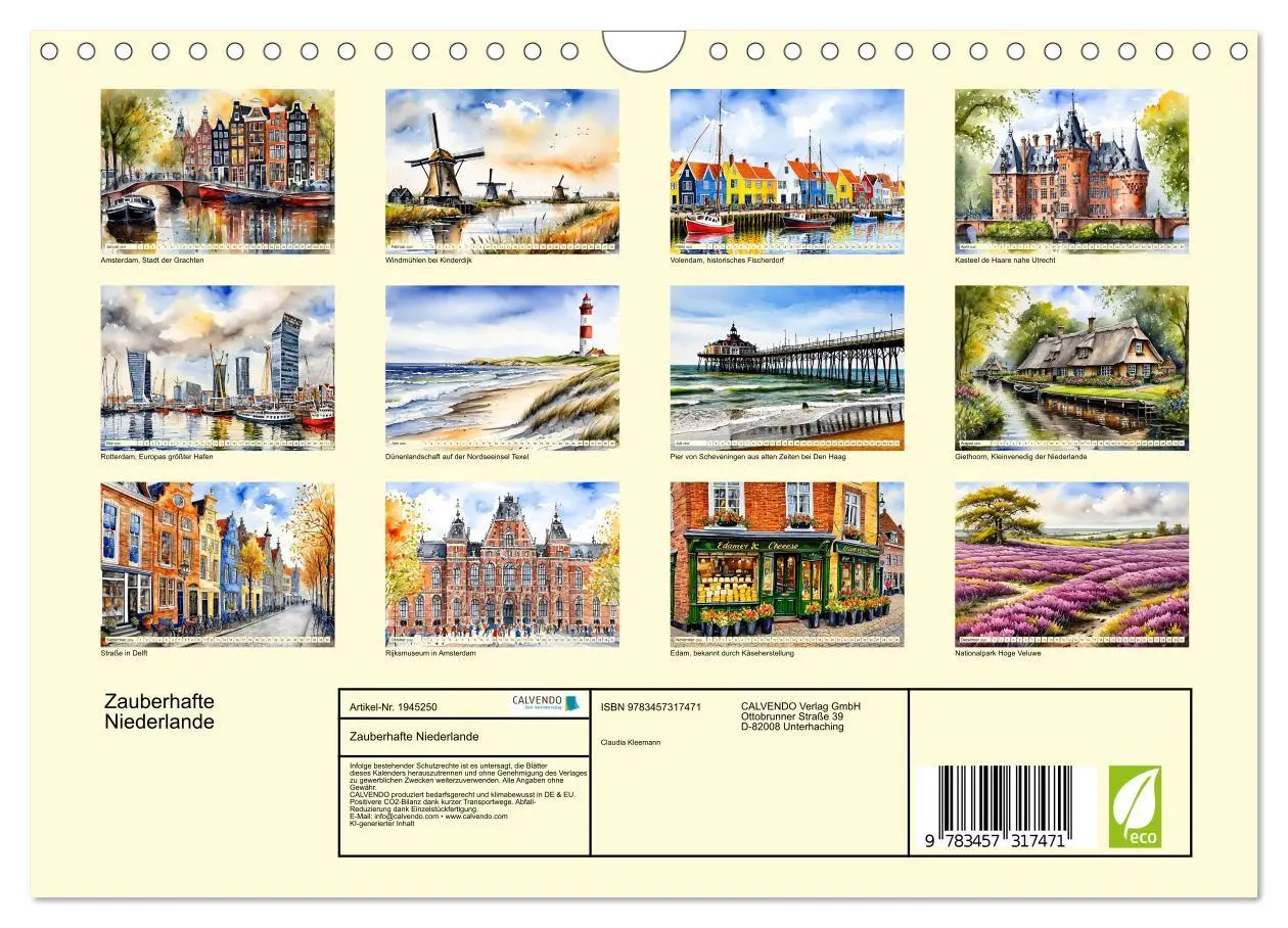 Bild: 9783457317471 | Zauberhafte Niederlande (Wandkalender 2026 DIN A4 quer), CALVENDO...