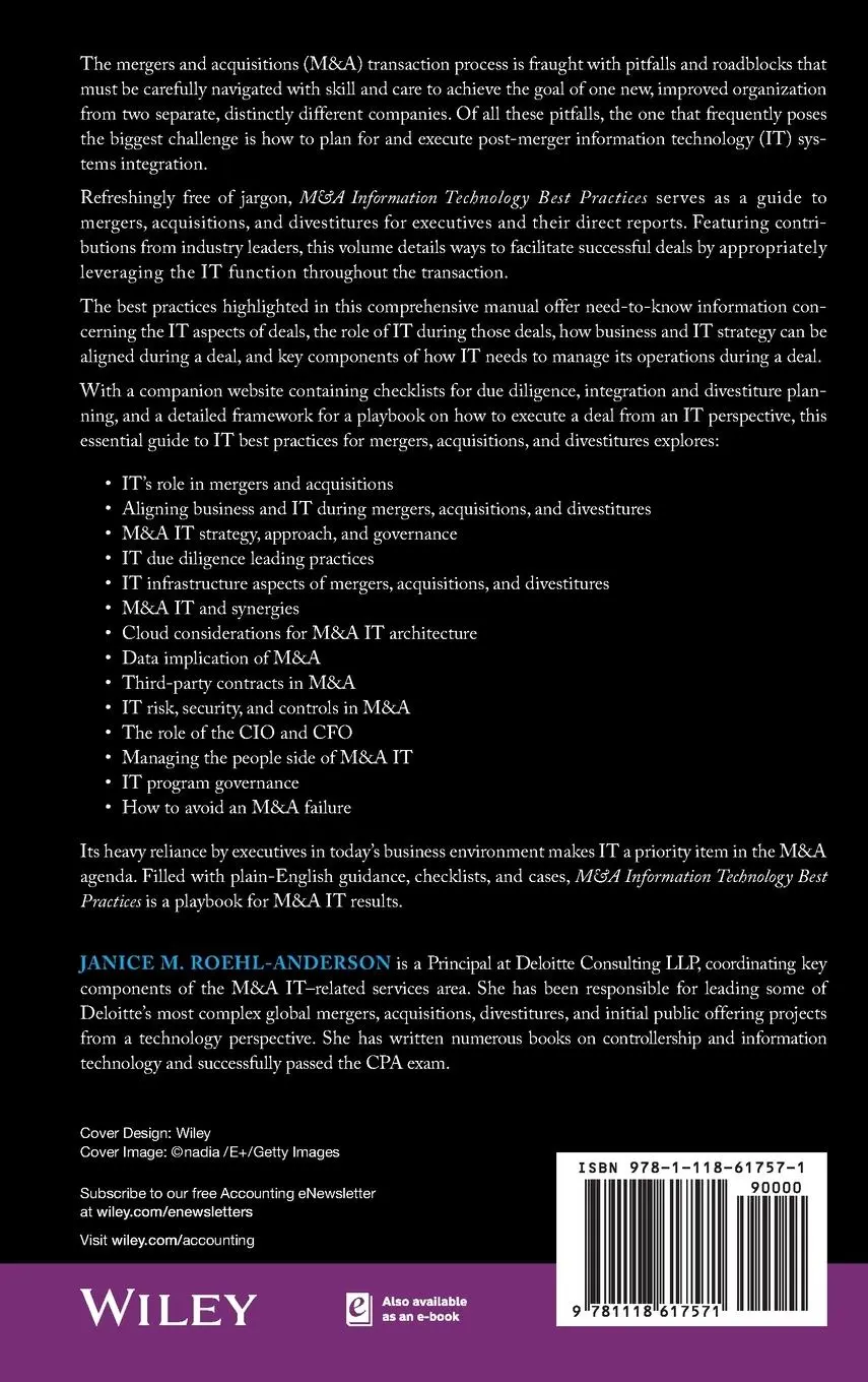 Rückseite: 9781118617571 | M&amp;A Information Technology Best Practices | Janice M Roehl-Anderson
