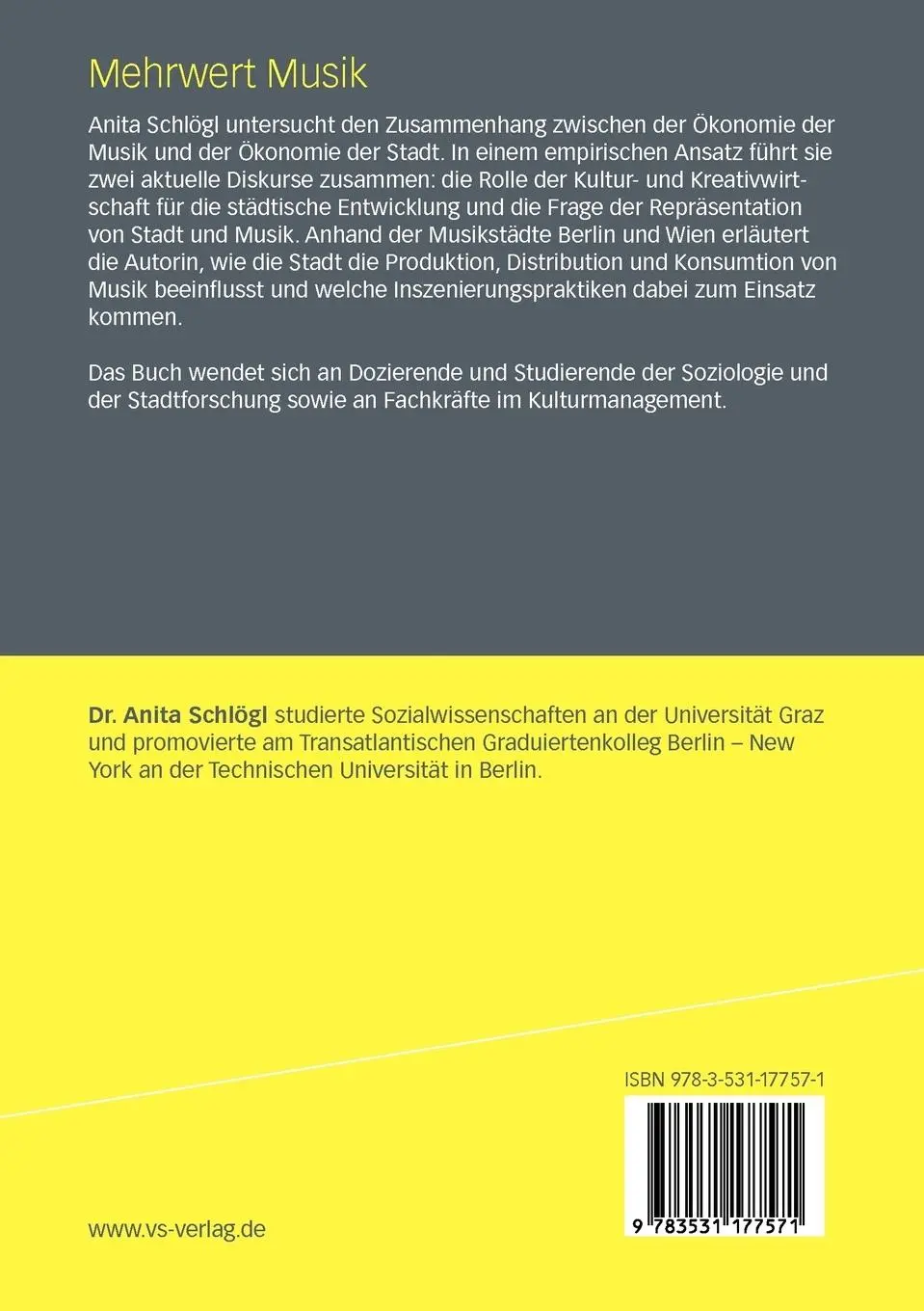 Rückseite: 9783531177571 | Mehrwert Musik | Anita Schlögl | Taschenbuch | 267 S. | Deutsch | 2011