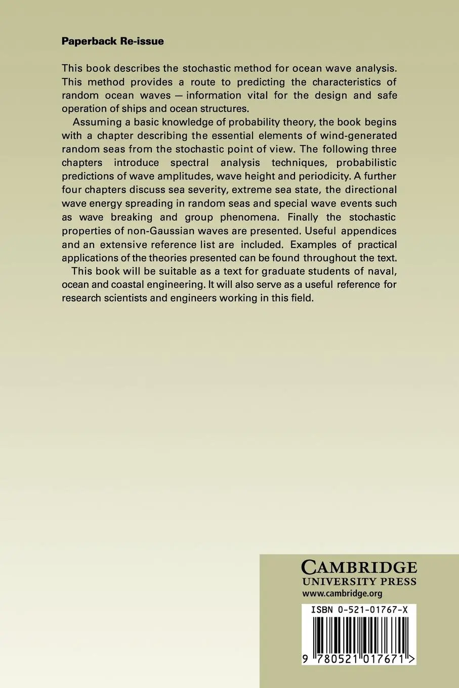 Rückseite: 9780521017671 | Ocean Waves | The Stochastic Approach | Michael K. Ochi (u. a.) | Buch