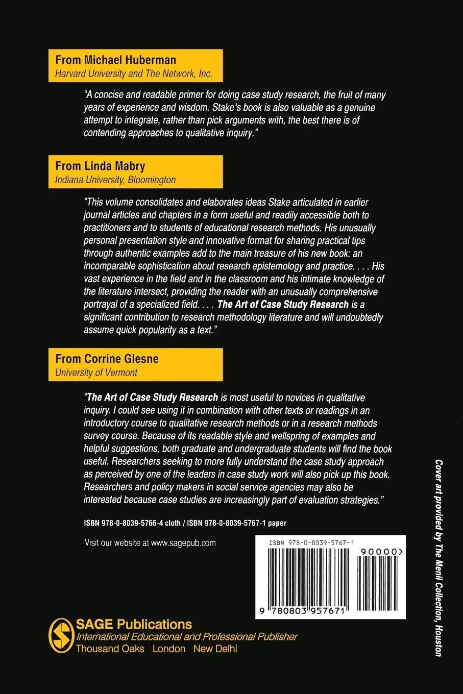 Rückseite: 9780803957671 | The Art of Case Study Research | Robert E. Stake | Taschenbuch | 1995