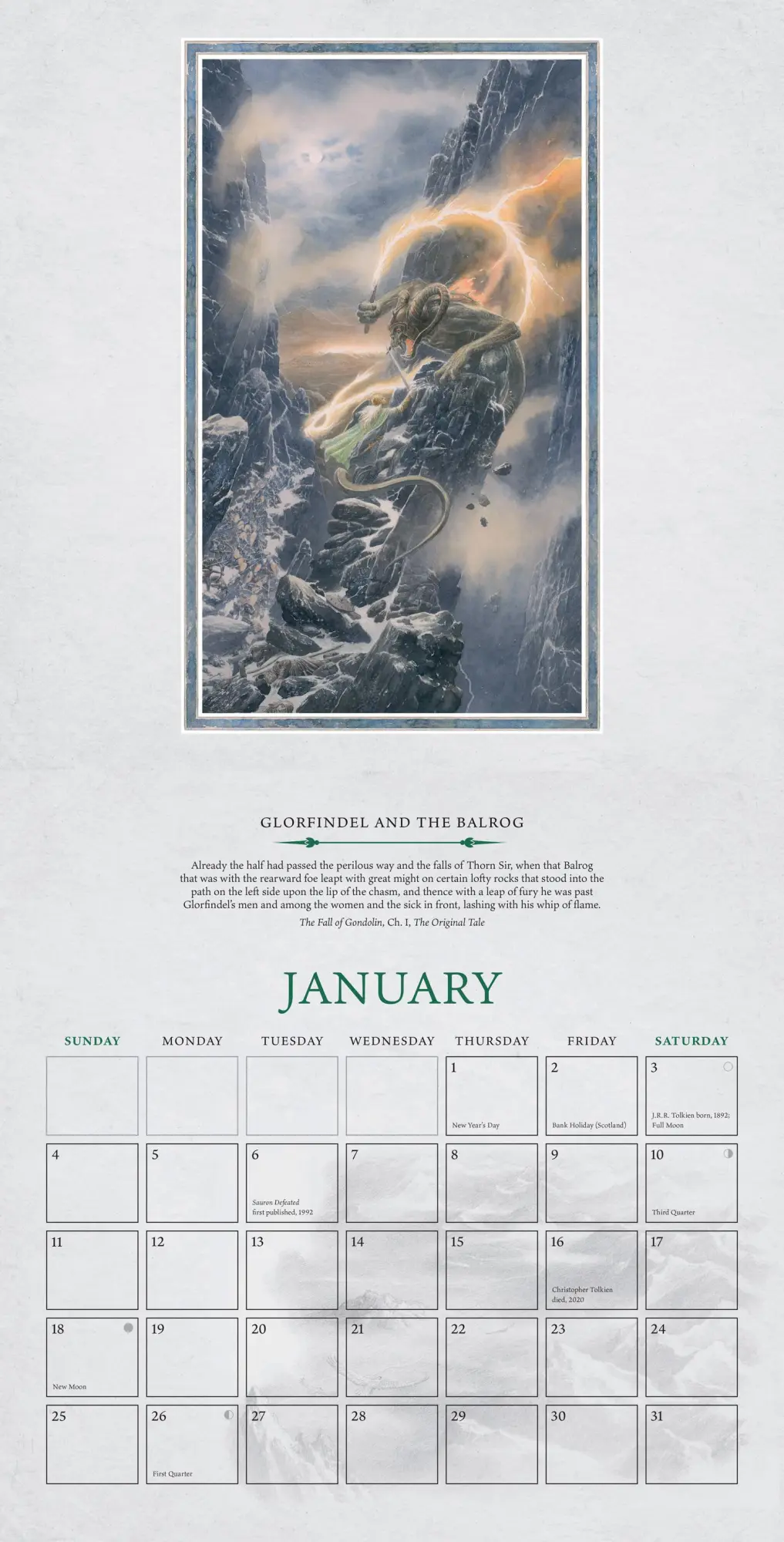 Bild: 9780008737771 | TOLKIEN CALENDAR 2026 CAL | The Great Tales of Middle-earth | Tolkien