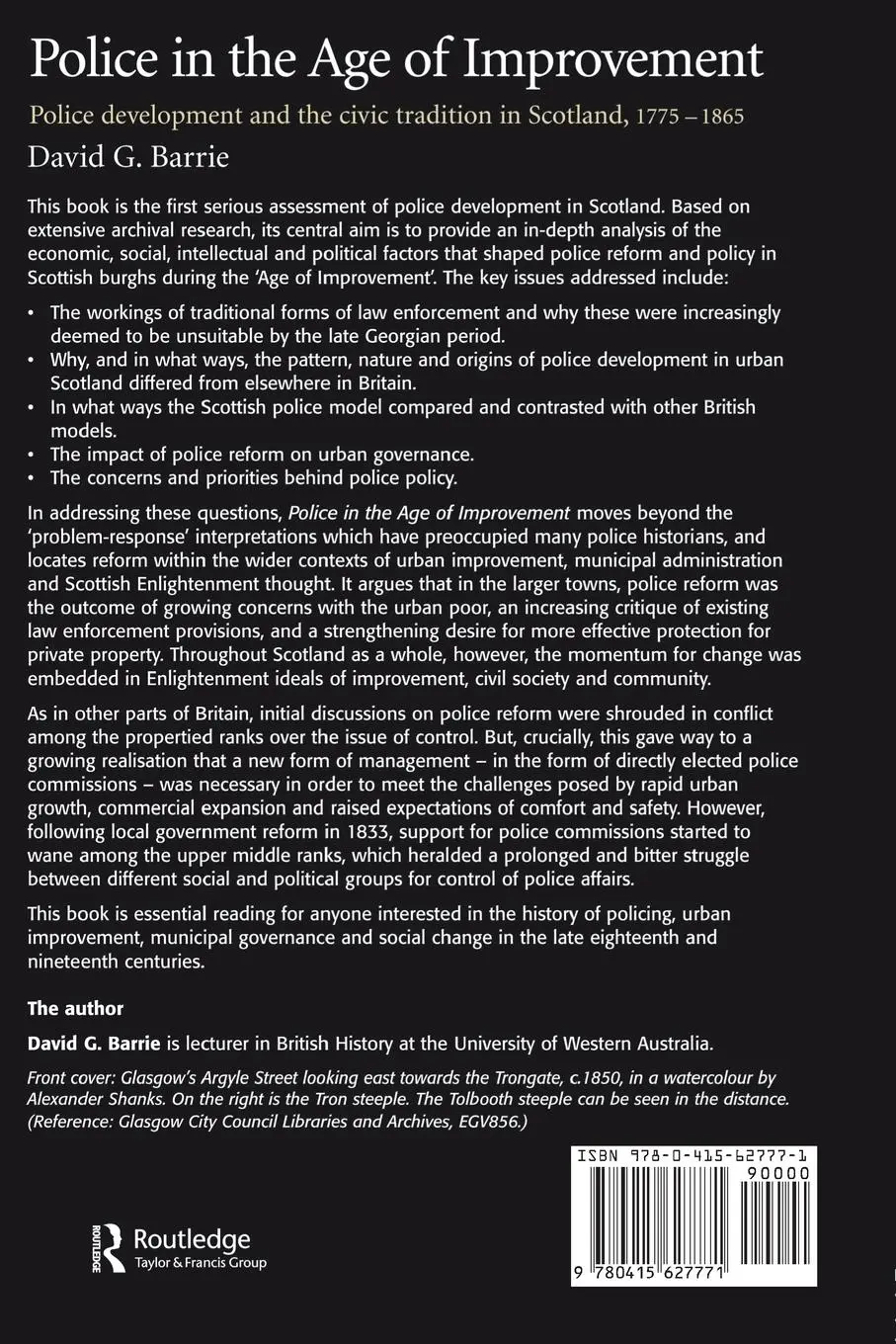 Rückseite: 9780415627771 | Police in the Age of Improvement | David Barrie | Taschenbuch | 2012