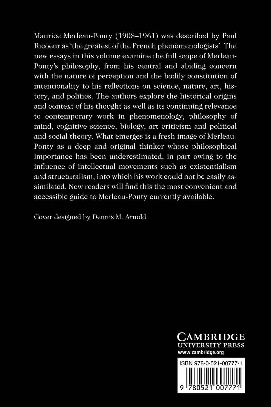 Rückseite: 9780521007771 | The Cambridge Companion to Merleau-Ponty | Taylor Carman (u. a.)