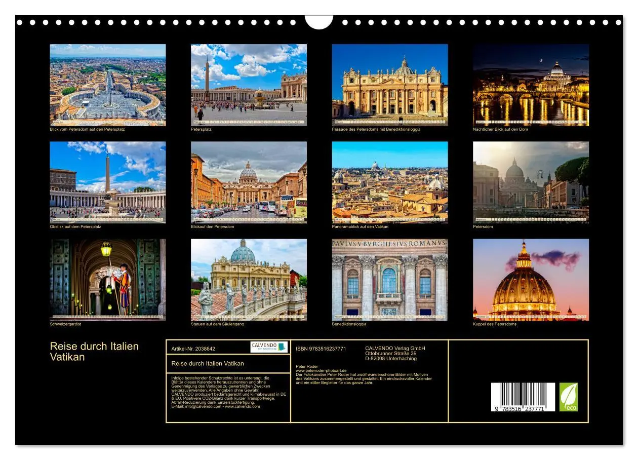 Bild: 9783516237771 | Reise durch Italien Vatikan (Wandkalender 2026 DIN A3 quer),...