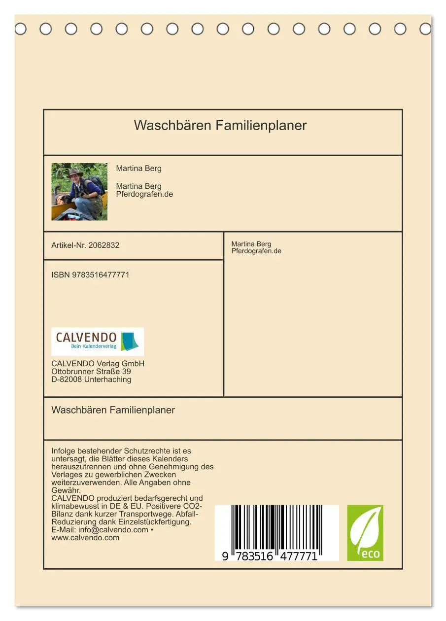 Bild: 9783516477771 | Waschbären Familienplaner (Tischkalender 2026 DIN A5 hoch),...