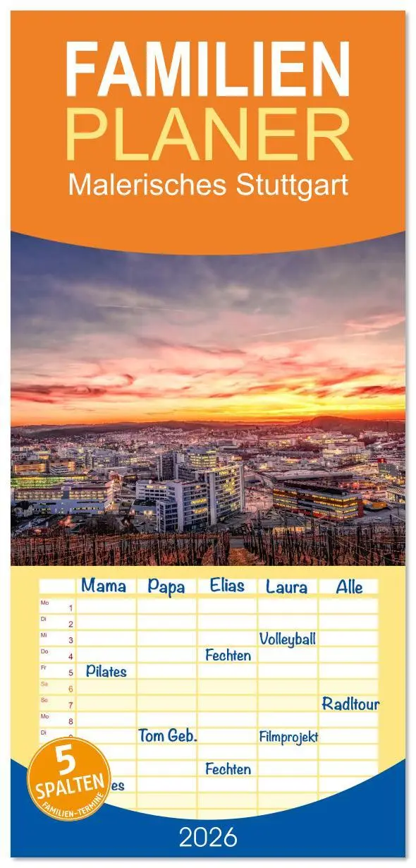 Cover: 9783516617771 | Familienplaner 2026 - Malerisches Stuttgart mit 5 Spalten...