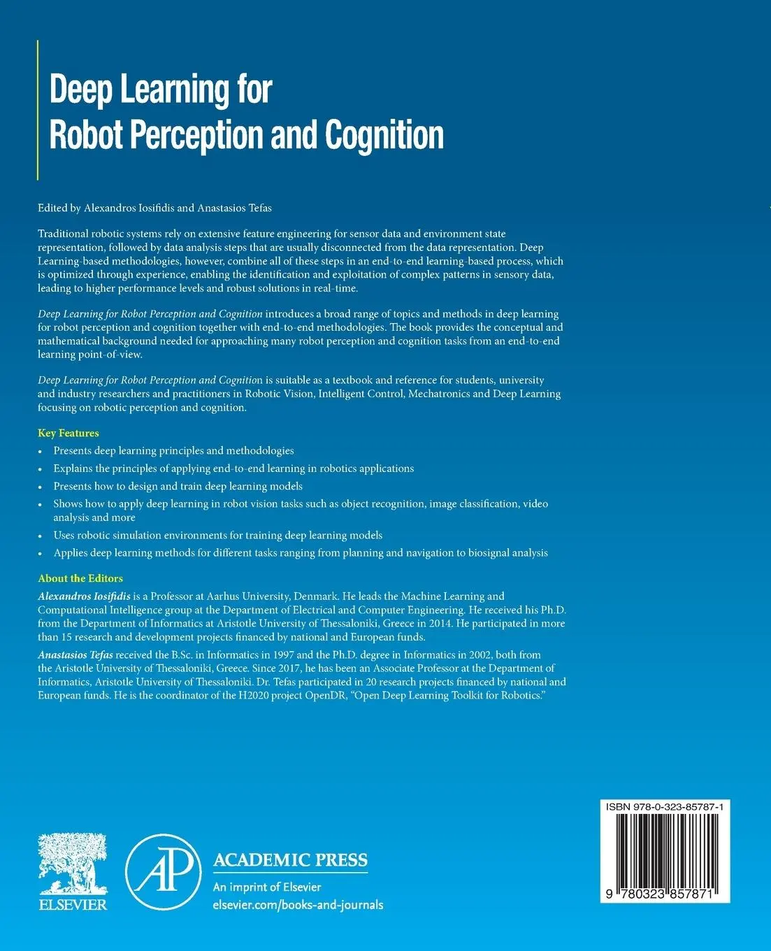 Rückseite: 9780323857871 | Deep Learning for Robot Perception and Cognition | Iosifidis (u. a.)