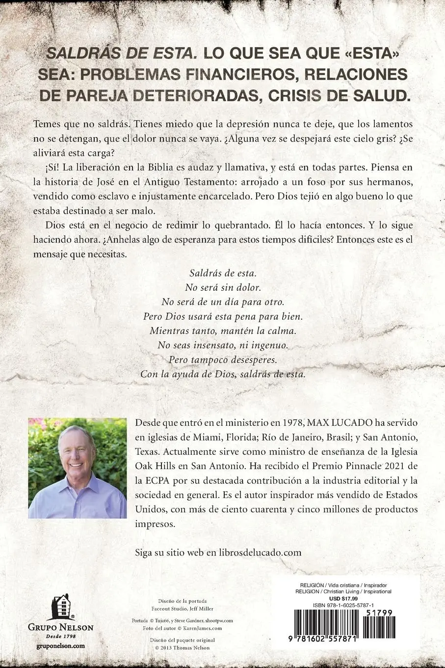 Rückseite: 9781602557871 | Saldras de Esta | Esperanza y Ayuda En Tiempos Dificiles | Max Lucado