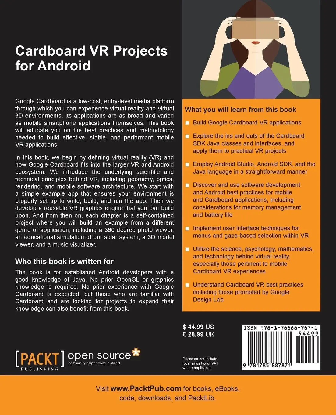 Rückseite: 9781785887871 | Cardboard VR Projects for Android | Jonathan Linowes (u. a.) | Buch