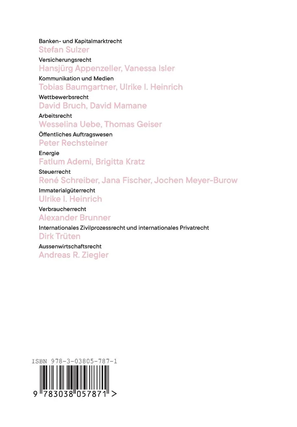 Rückseite: 9783038057871 | Jahrbuch Wirtschaftsrecht Schweiz - EU | Tobias Baumgartner | Buch