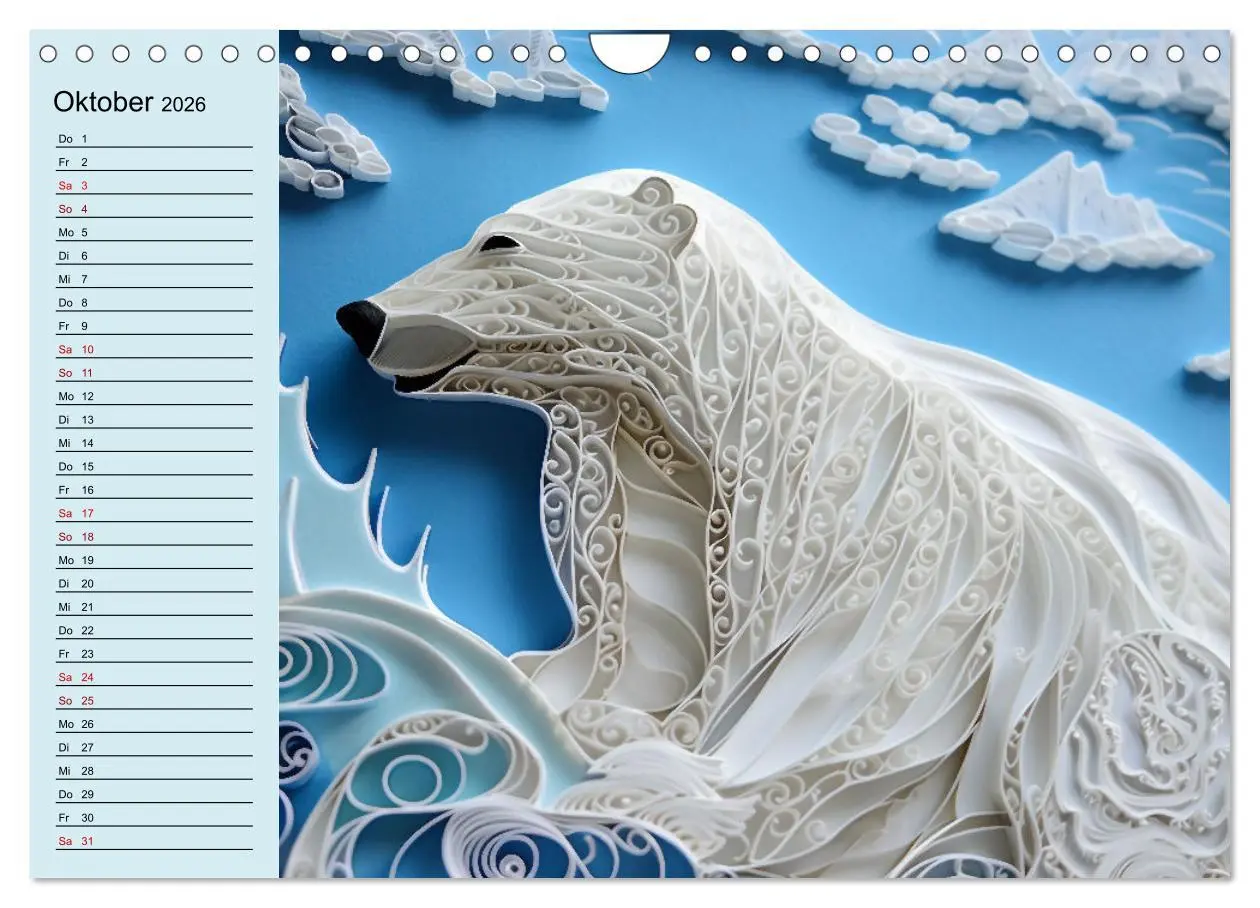 Bild: 9783457377871 | Tierwelt mit Quilling (Wandkalender 2026 DIN A4 quer), CALVENDO...