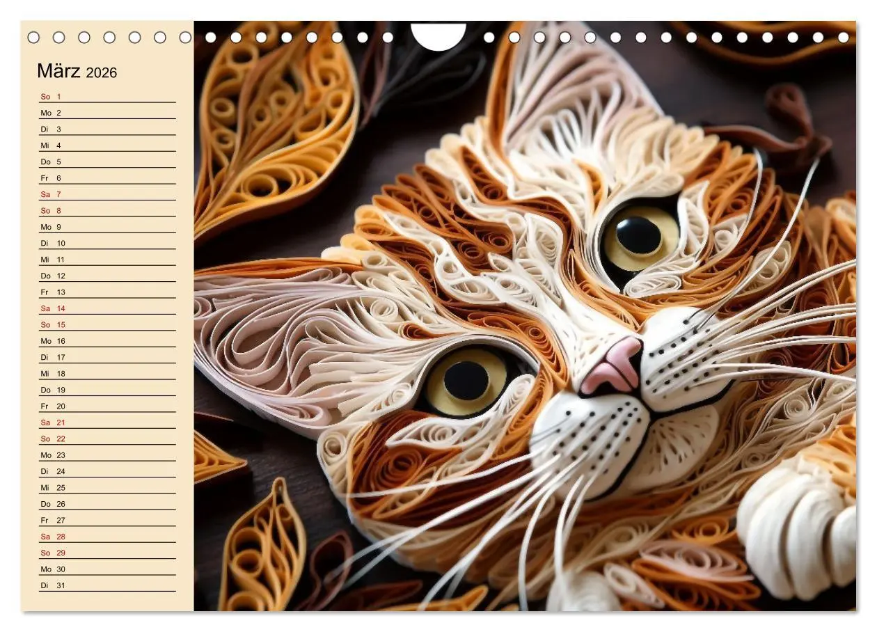 Bild: 9783457377871 | Tierwelt mit Quilling (Wandkalender 2026 DIN A4 quer), CALVENDO...