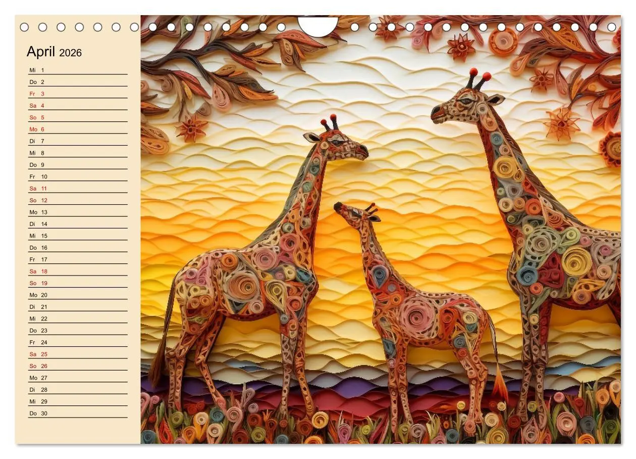Bild: 9783457377871 | Tierwelt mit Quilling (Wandkalender 2026 DIN A4 quer), CALVENDO...