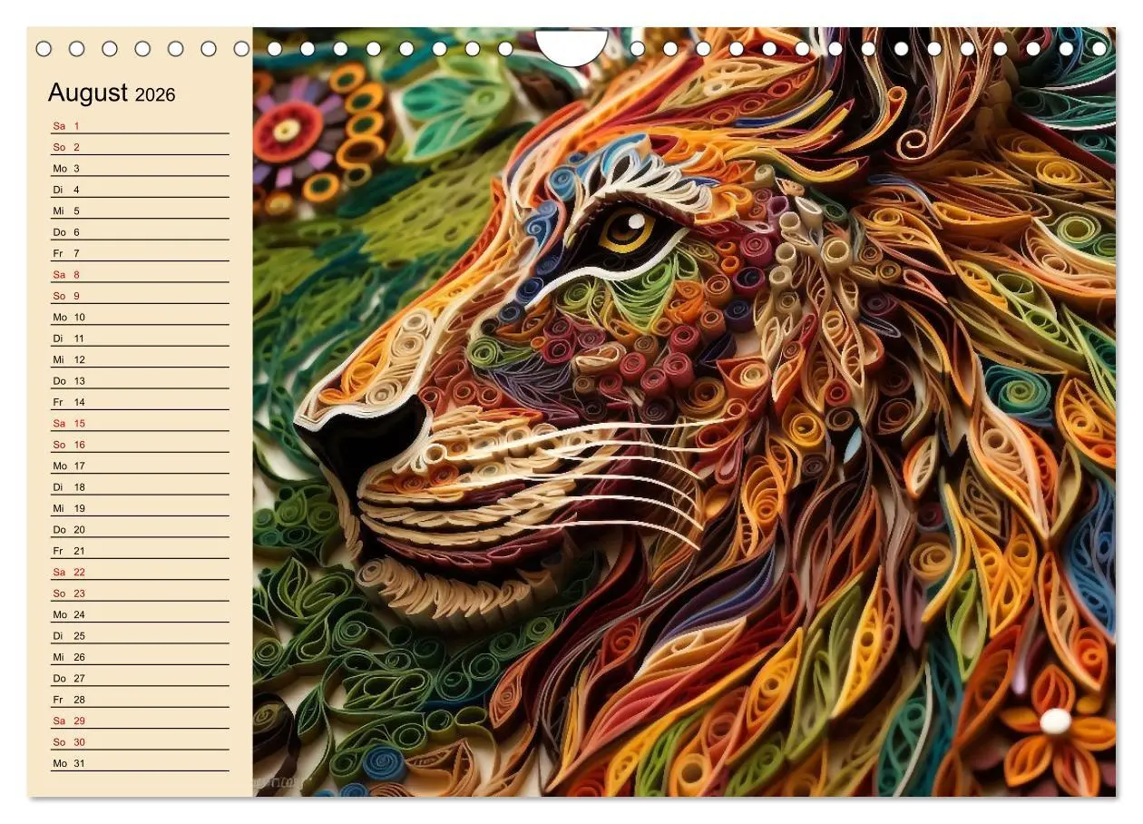 Bild: 9783457377871 | Tierwelt mit Quilling (Wandkalender 2026 DIN A4 quer), CALVENDO...