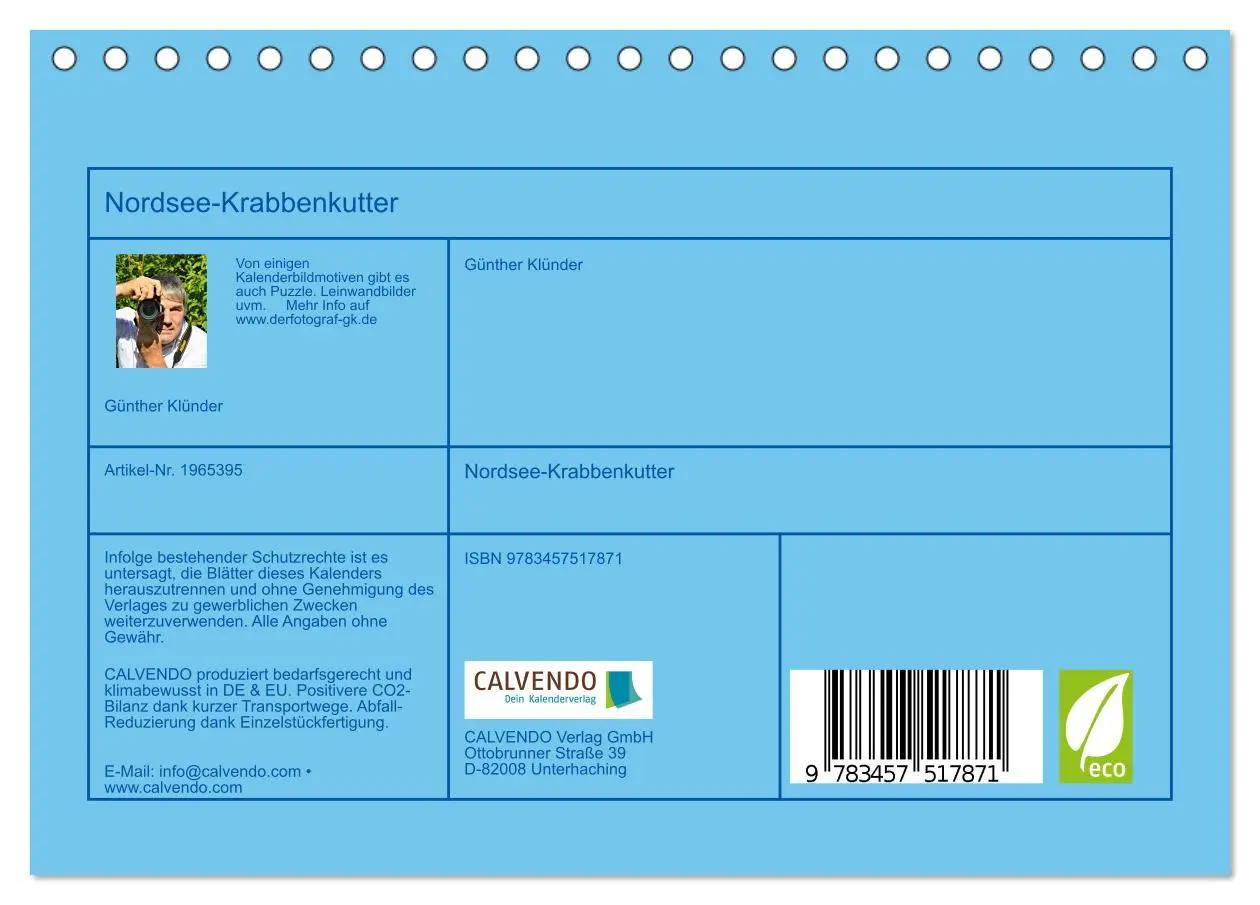 Bild: 9783457517871 | Nordsee-Krabbenkutter (Tischkalender 2026 DIN A5 quer), CALVENDO...