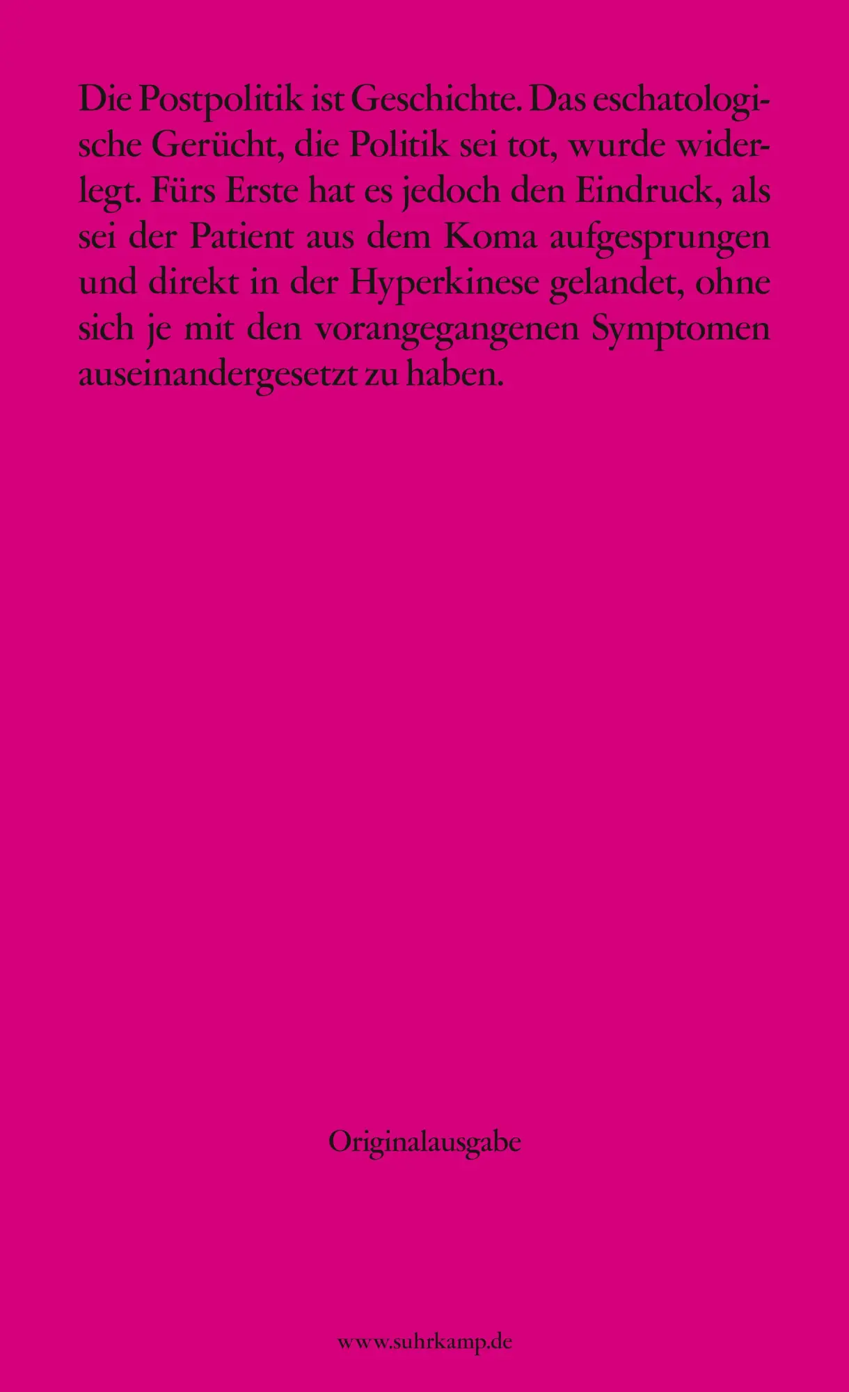 Rückseite: 9783518127971 | Hyperpolitik | Extreme Politisierung ohne politische Folgen | Jäger