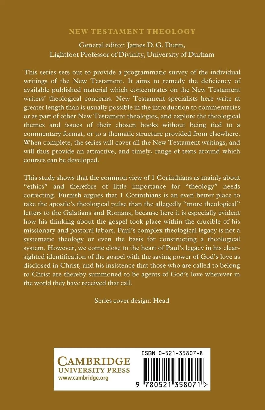 Rückseite: 9780521358071 | The Theology of the First Letter to the Corinthians | Furnish | Buch