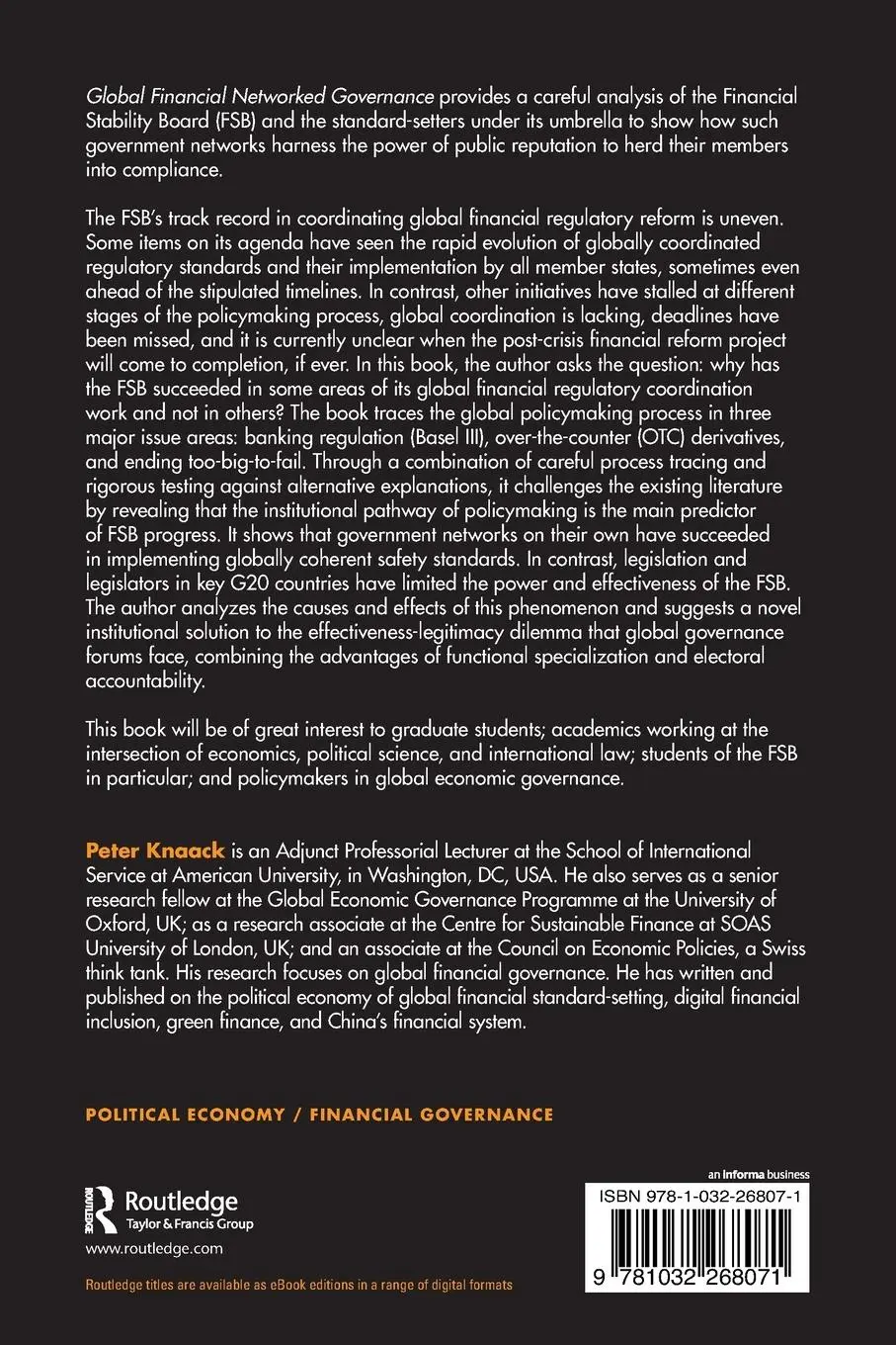 Rückseite: 9781032268071 | Global Financial Networked Governance | Peter Knaack | Taschenbuch