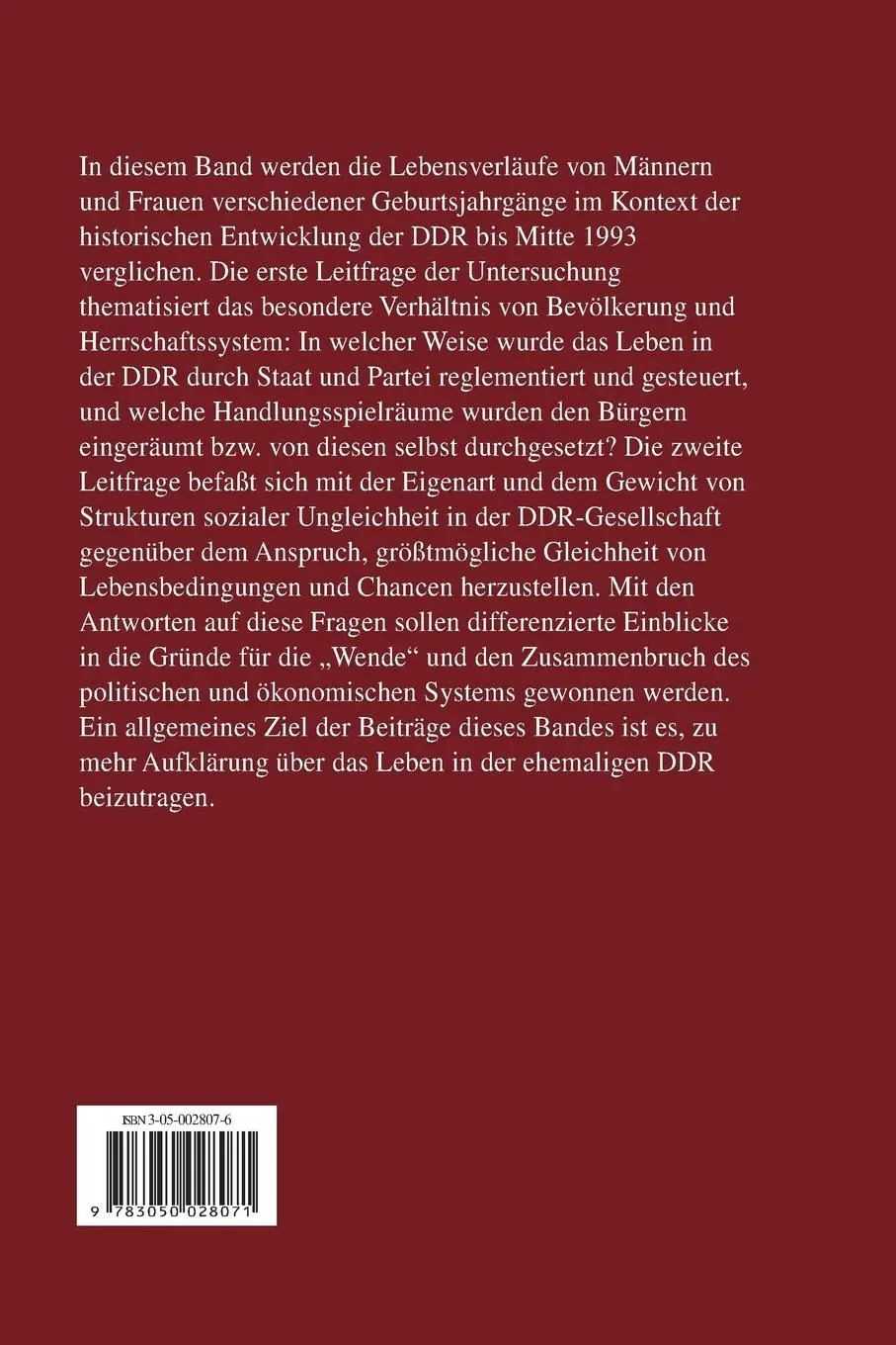 Rückseite: 9783050028071 | Kollektiv und Eigensinn | Lebensverläufe in der DDR und danach | Buch